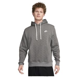 Nike All Over Print Fleece Hoodie Medium Mens Gray Kangaroo Pocket Drawstring